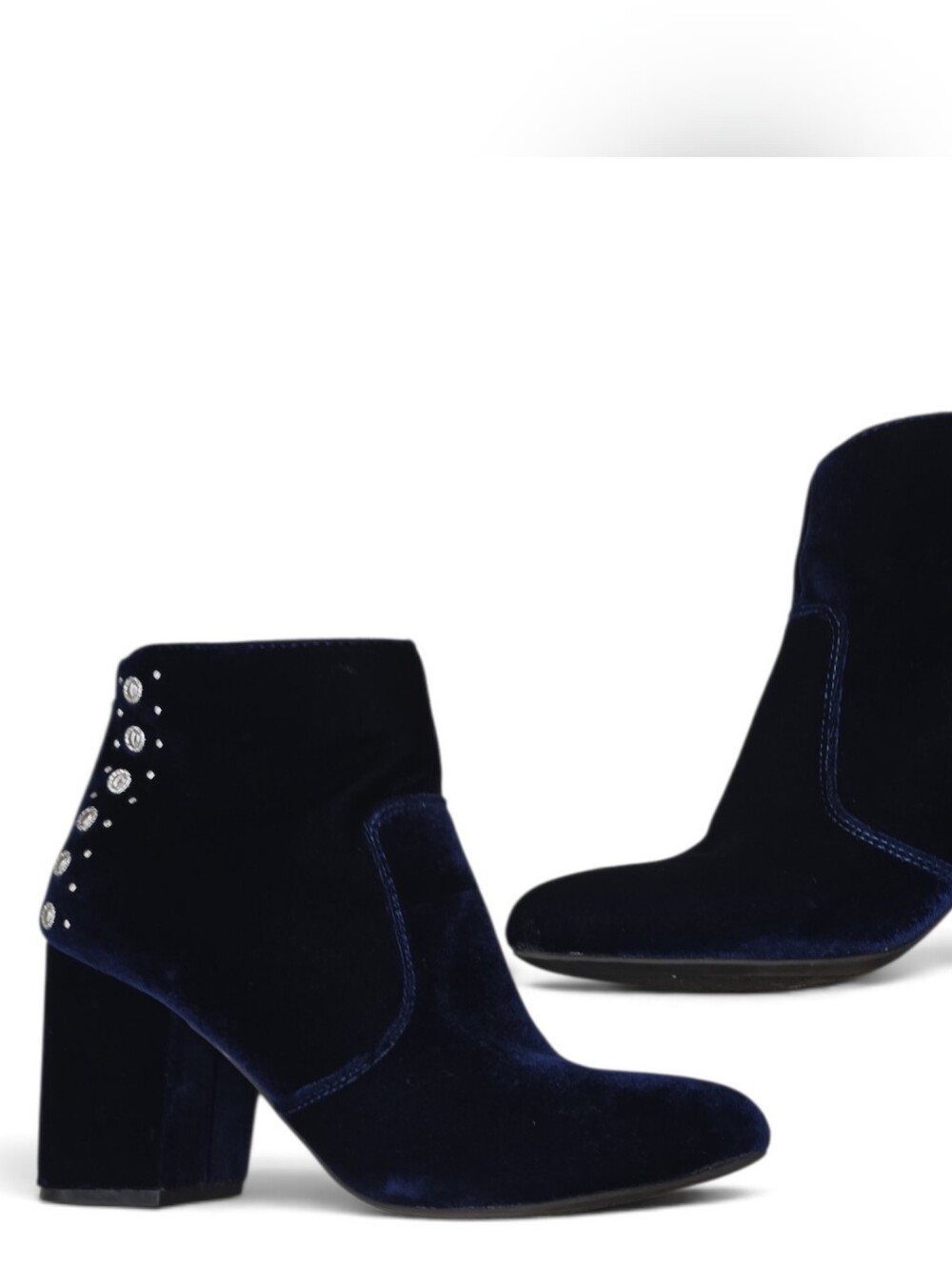 GUESS Blue Velvet Studded Ankle Boots – Women's Size 8